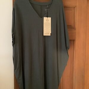 Buddha Women’s Sz L NEON Sage Green Cotton Preshrunk Long Tunic/Dress NWT